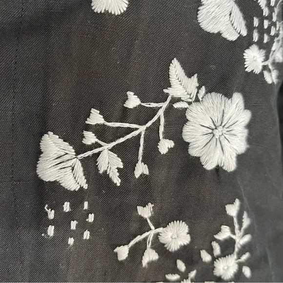 Via Seta Black Silk-Linen
Embroidered Jacket - Size 12 - Picture 5 of 11
